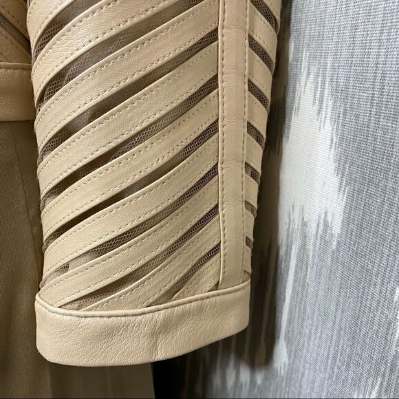 Ralph Lauren 2015 Resort Sandstone Beige Chevron Lamb Leather Zip Front Jacket - Picture 11 of 16